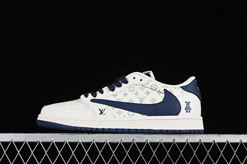 All categories Air Jordan Jordan series basketball shoes Air Jordan 1 Low high-end customized low-top sneakers Travis Scott x Fragment Design x Air Jordan 1 Low OG SP AJ1 Joe 1 LV joint rice dark blue violent bear low-top cultural casual sneakers SJ2068-100